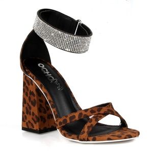 Cancun-02 Chunky Heel Women's Rhinestone Sandals